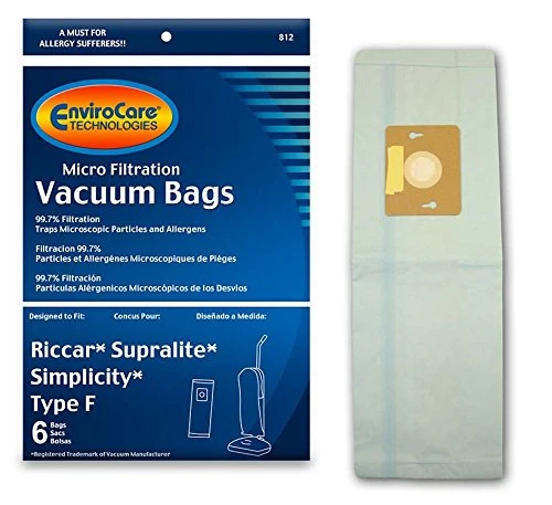EnviroCare Replacement Vacuum Bags for Riccar Supralite and Simplicity Freedom Uprights, Type F Bags 6 pack