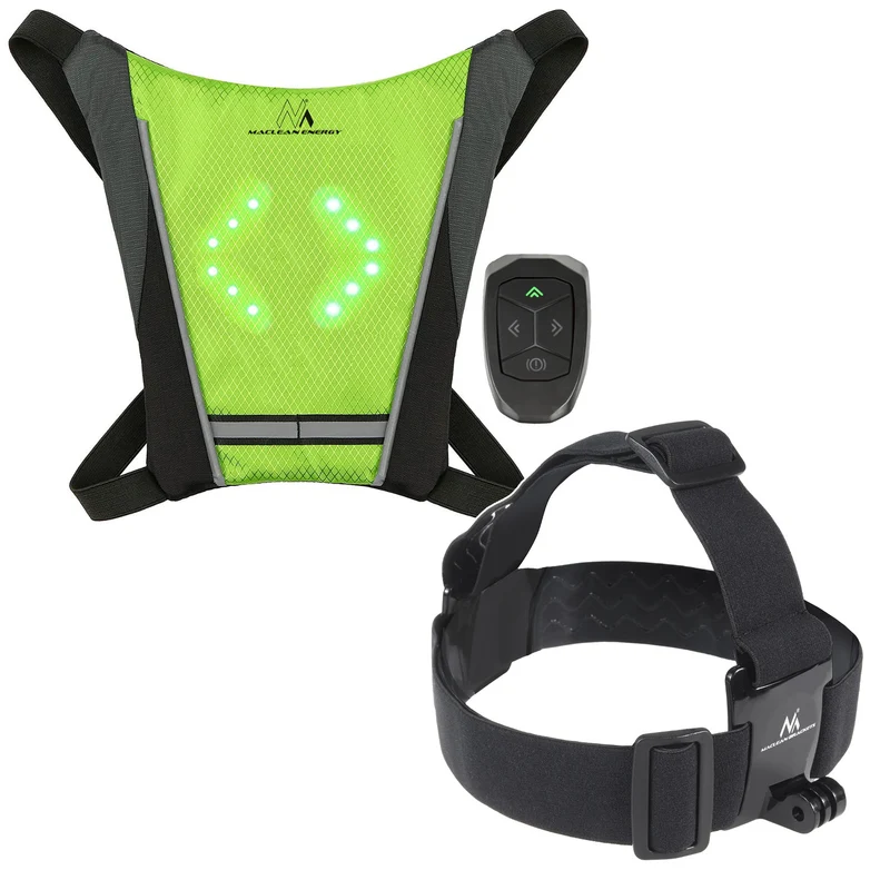 Ryggsäck med LED-signal, med fjärrkontroll, vattentålighet: fjärrkontroll IPx5, ryggsäck IPX2 + sportigt huvudband för telefon MC-825