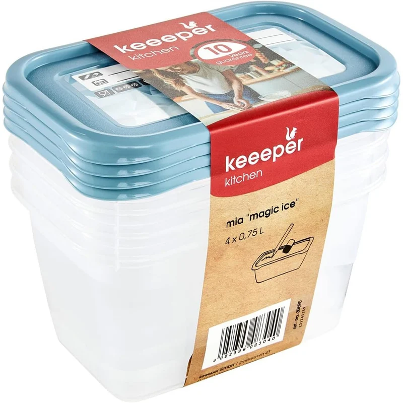 Uppsättning med 4 st 750 ml Mia Magic Ice matbehållare Keeeper