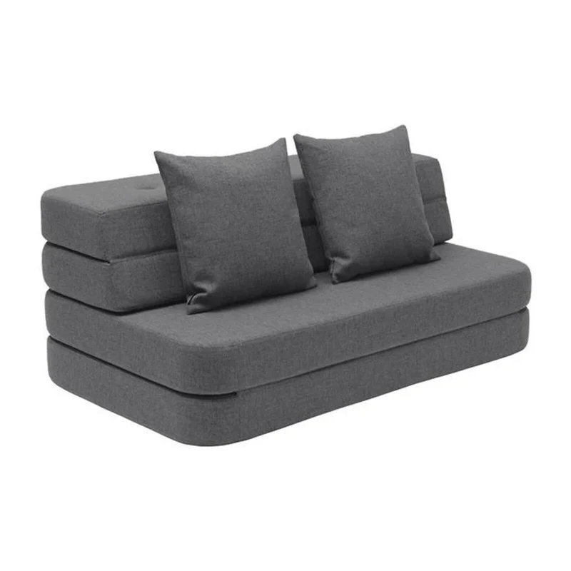 By KlipKlap KK 3 Fold Sofa XL Soft 140 cm Blue Grey w. Grey
