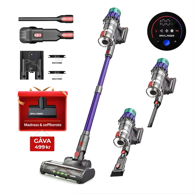 Maxlager V22 - 650W – 55 kPa Avancerad Sladdlös Dammsugare - Skaftdammsugare