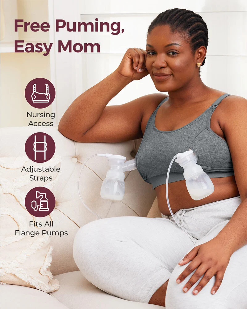 Momcozy YN08 L Hands-Free Pumping Bra Grey