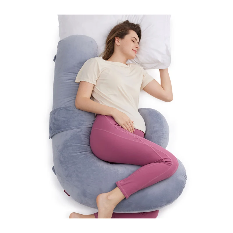 Momcozy F Shaped Air Layer Pregnancy Pillow Grey