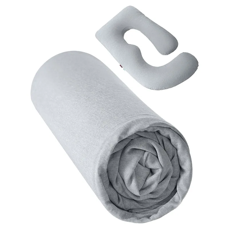Momcozy U Shaped Cooling Fabric Pregnancy Pillow Light Grey