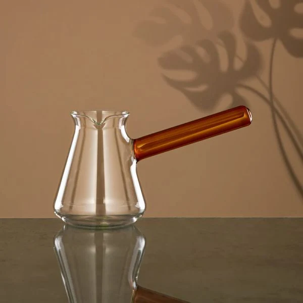 Almarjan 350ml Glass Coffee Heater - Brown