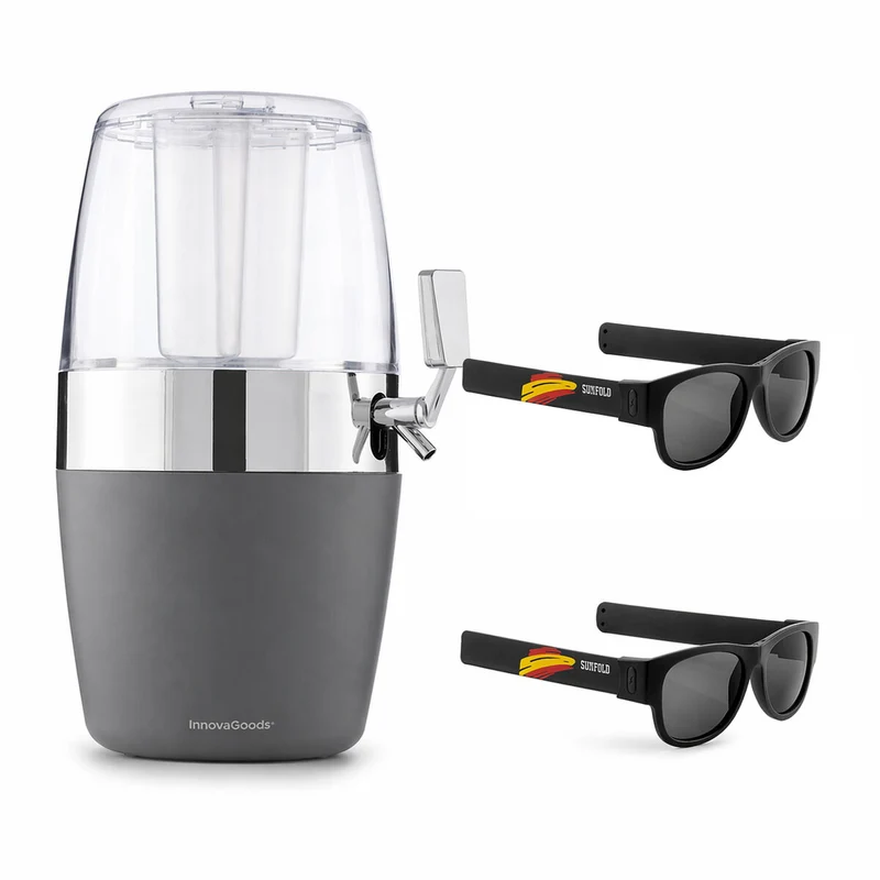 Beer Dispenser Cooler Pack InnovaGoods and 2 Roll-Up Sunglasses Sunfold Spain Black