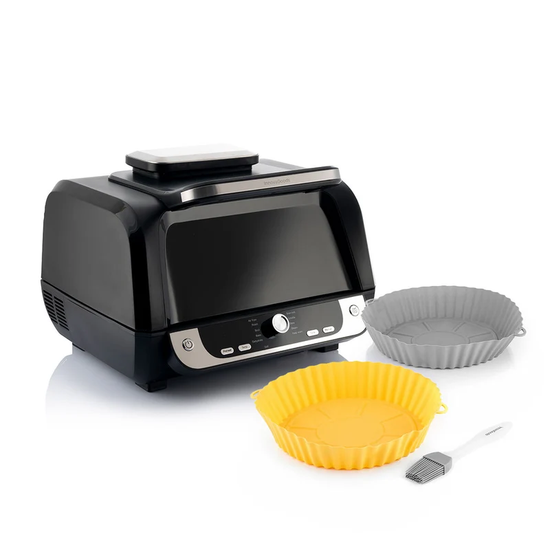 Pack Silicone Baskets with Brush for Air Fryers and Air Fryer with Grill, Accessories and Recipe Book InnovaGoods