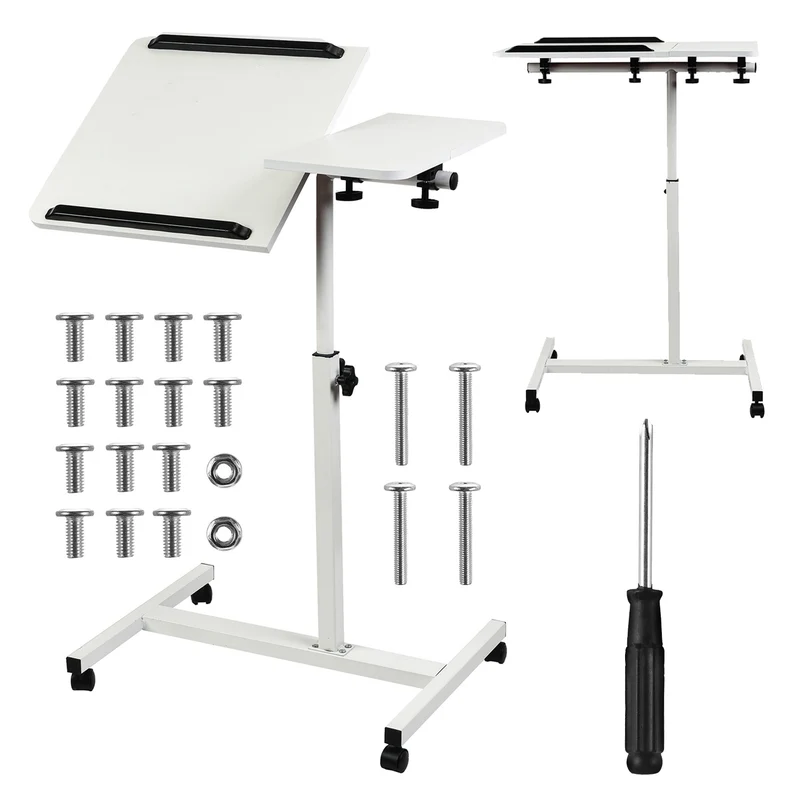 Mobilt skrivbordsstativ Maclean, vit, höjdjusterbar 59-89cm, max. 30kg , MC-121 W