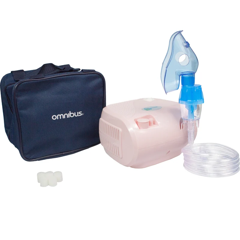 Omnibus-inhalator, kontinuerlig drift, 2 masker, reservfilter, rosa pulver, BR-CN116B