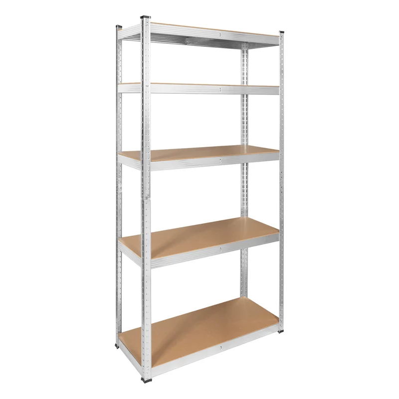 Lagerhylla i metall, 5 hyllplan, maximal belastning upp till 750 kg, 180x90x40, silverfärgad Rebel
