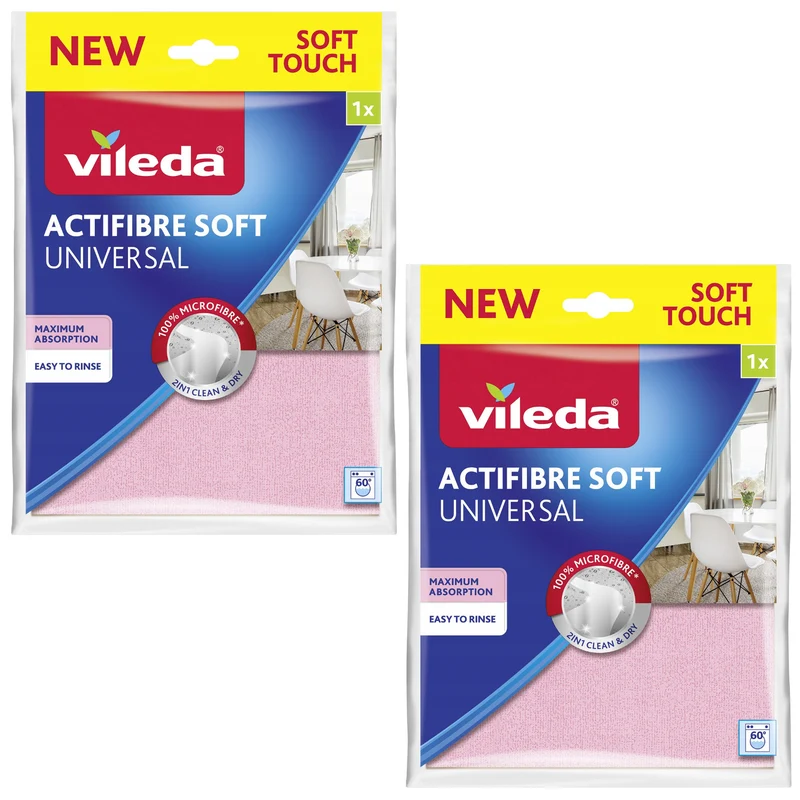 Multifunktionell mikrofiberduk Vileda Actifibre Soft - 2 delar