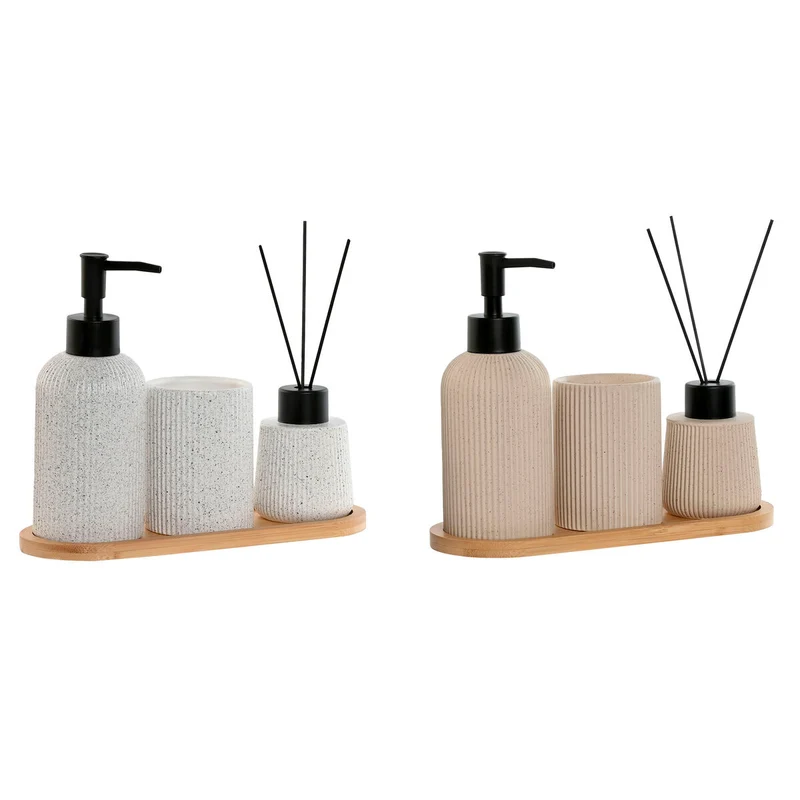 Bath Set Home ESPRIT White Cream Bamboo Dolomite 24 x 9 x 1 cm 4 Pieces (2 Units)