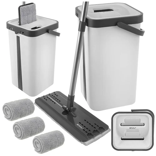 Flatmoppsats - hink 8,5 el. 11L – Inkl. 3 mikrofiberdukar och handsfree-vridning