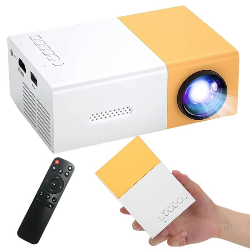 Bärbar miniprojektor YG300 version 2025 – Full HD, HDMI och fjärrkontroll
