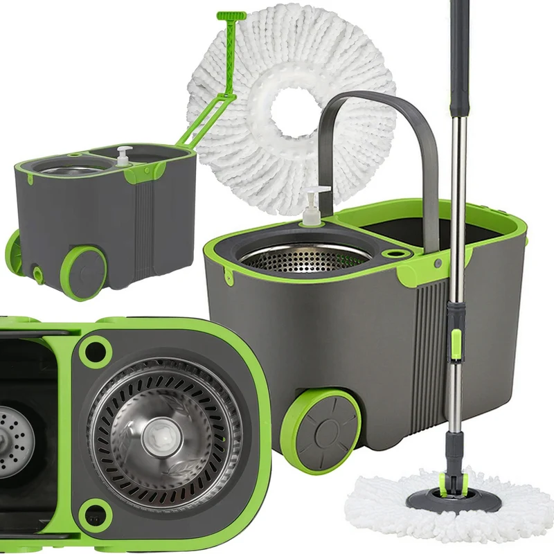 360 roterande mopp med hink och 2x mikrofiberkuddar - din allsidiga rengöringslösning