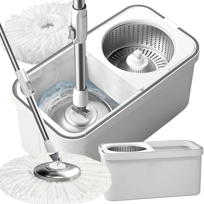 360 roterande mopp med 2x mikrofiberkuddar - effektiv och ergonomisk rengöring