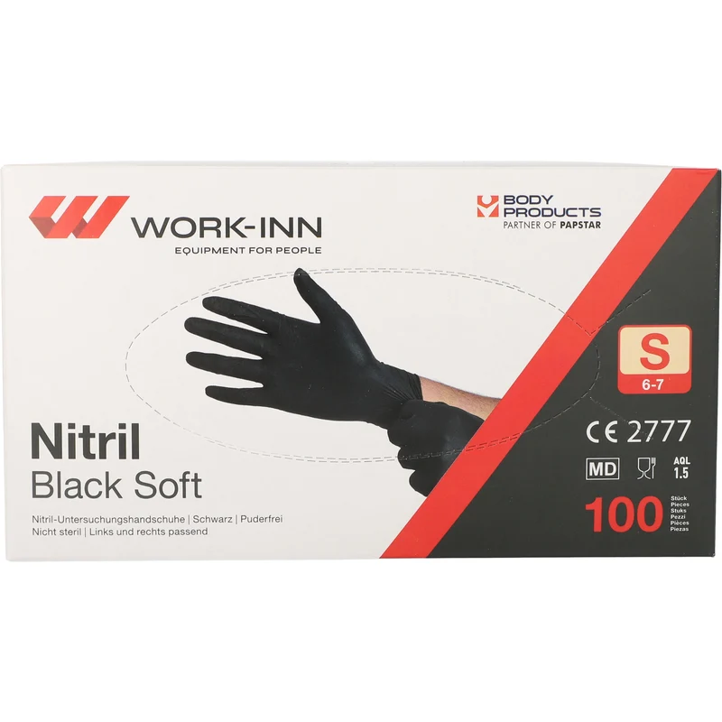 UTGÅR Nitril Svart S 100st Engångshandske Work-Inn