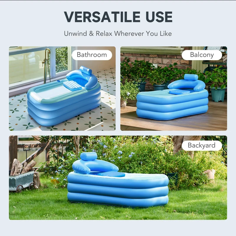 Uppblåsbart Badkar med Ryggstöd & Mugghållare