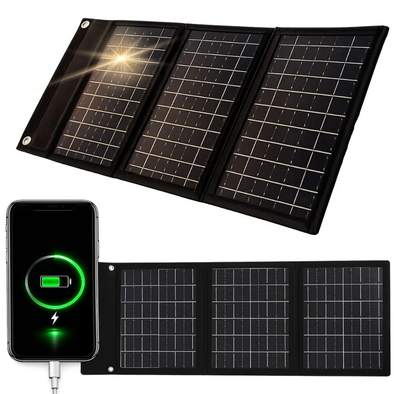 Hopfällbar 20W solpanel med USB