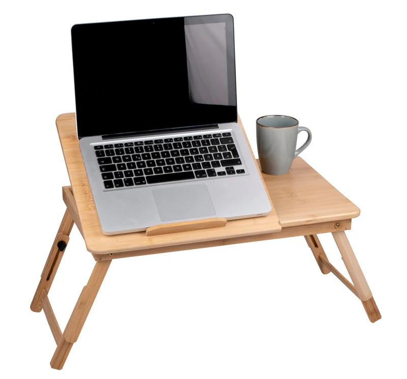 Laptopbord i bambu, kan enkelt fällas ihop – Lätt och platsbesparande design