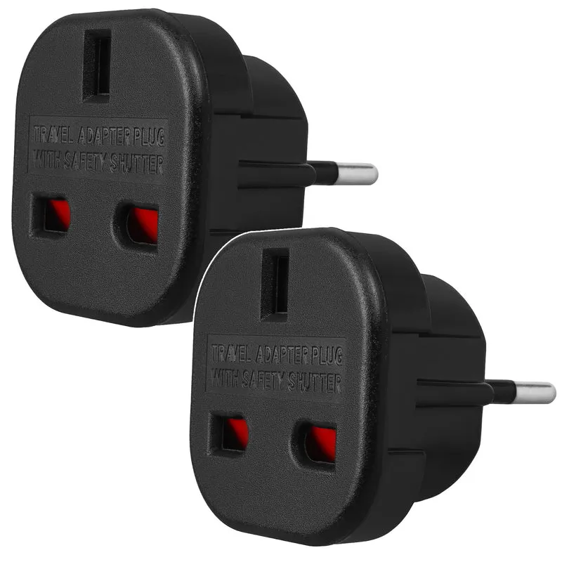 Maclean UK-kontakt till EU-kontaktadapter, svart, MCE72, 2 st