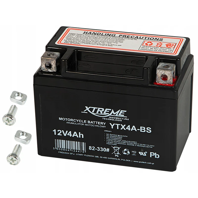 Underhållsfri Xtreme-gelbatteri för motorcykel, 12 V, 4 Ah, höger, 82-330#