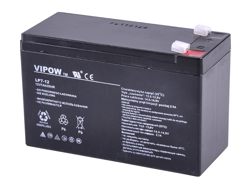 Underhållsfritt gelbatteri 12V 7Ah Vipow BAT0211