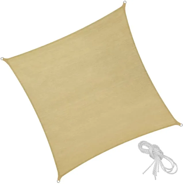 Tectake Sun Shade Sail Square 5 x 5 m Beige