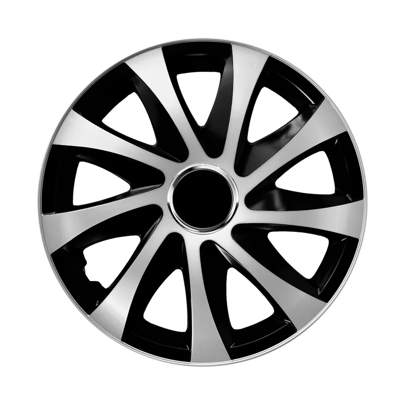 13" NRM EXTRA DRIFT SILVER BLACK silver och svarta navkapslar - 4 st