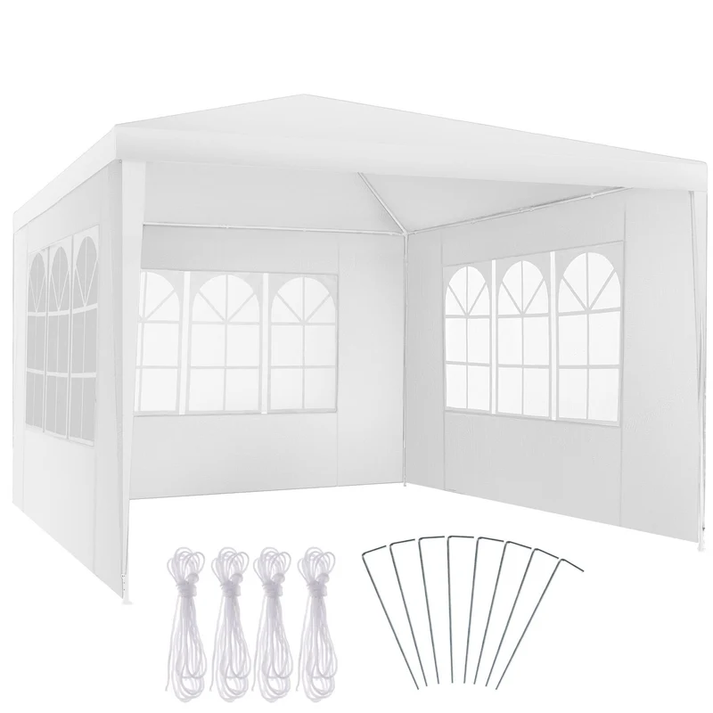White tectake Gazebo Barinas with 3 side panels, water-resistant, 3x3m