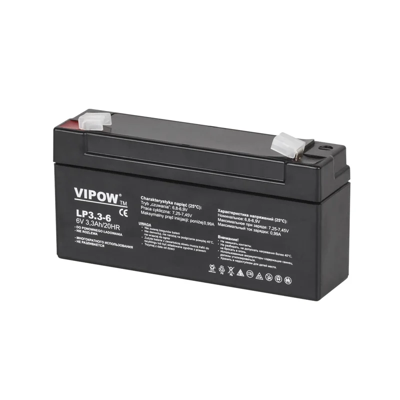 Vipow gelbatteri, underhållsfritt, lång livslängd, 6V 3,3Ah, BAT0205