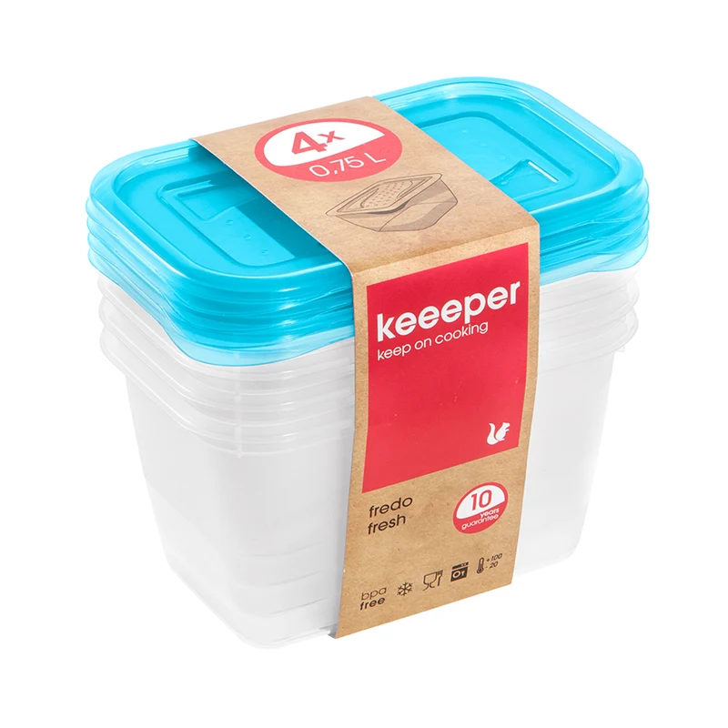 Keeeper Fredo Fresh Set Med 4 x 0,75l Behållare För Förvaring Av Mat