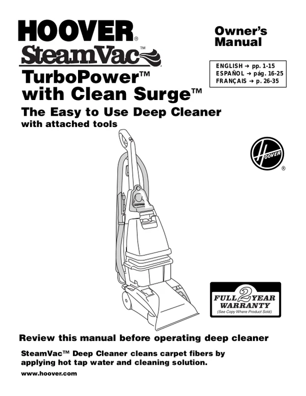 Manual - Hoover MaxExtract model FH50230