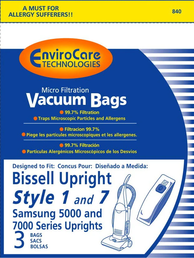 Bissell Style 1 OR 7 Upright vacuum cleaner bags- Generic - 3 pack
