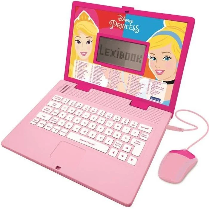 Lexibook Disney Princess Bilingual Educational Laptop, 124 Activities, Pink