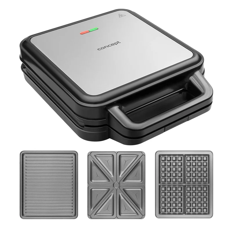 Concept smörgåsgrill, tre utbytbara plattor, effekt 1200 W, non-stick-yta, kontrollampa, SV3080
