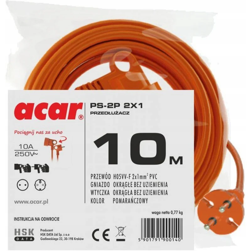 Acar Trädgårdsförlängningskabel 10m Trädgårdsförlängningskabel Med Överspänningsskydd Och Brusfilter 2x1,5 250V/16A