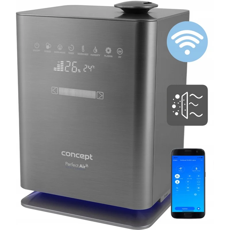 CONCEPT ZV2021 Luftfuktare Perfect Air Wifi Remote Aromaterapi Timer UV UVC LED-display