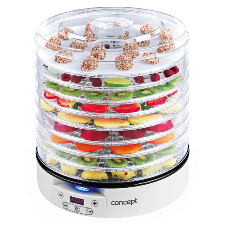 Concepct SO2020 elektrisk matdehydrator 9 fack LED svamp torkare Digital Timer Raw Tray 500 W