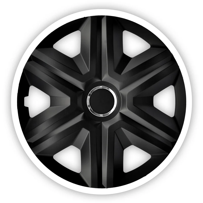 Hjulkåpa 14 "FAST LUX, svart med vita detaljer, 4 st