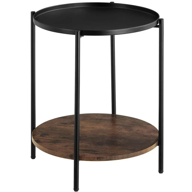 Tectake Side Table Sunderland, Industrial Dark Wood, Rustic