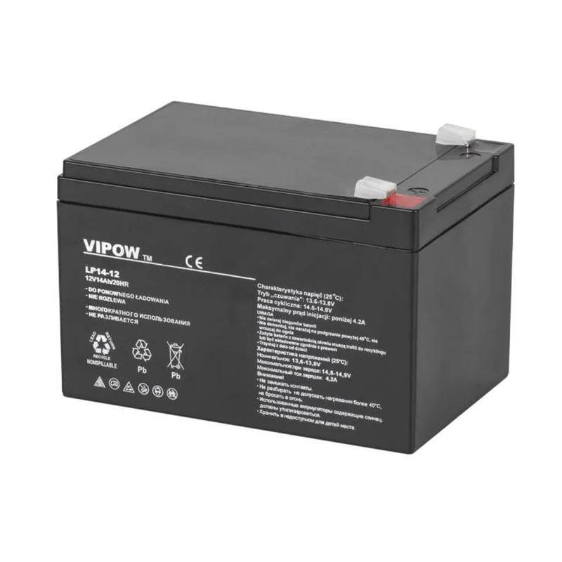 Gelbatteri VIPOW AGM BAT0217 underhållsfritt 12V 14Ah
