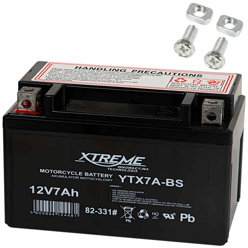 Underhållsfri Xtreme-gelbatteri för motorcykel, 12 V, 7 Ah, vänster, 82-331