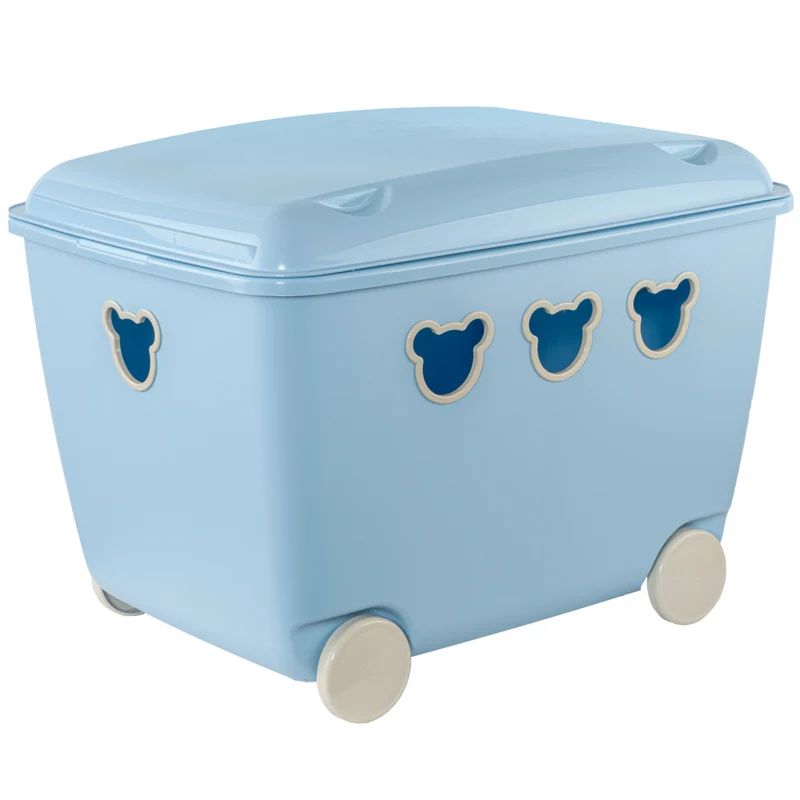 BranQ Bear Box Leksakslåda Med Lock Och Hjul Förvaringslåda Bear 55L (Blå)