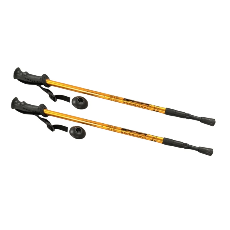 Nordic Walking-stavar i aluminium, 65–135 cm, teleskopiska, guldfärgade