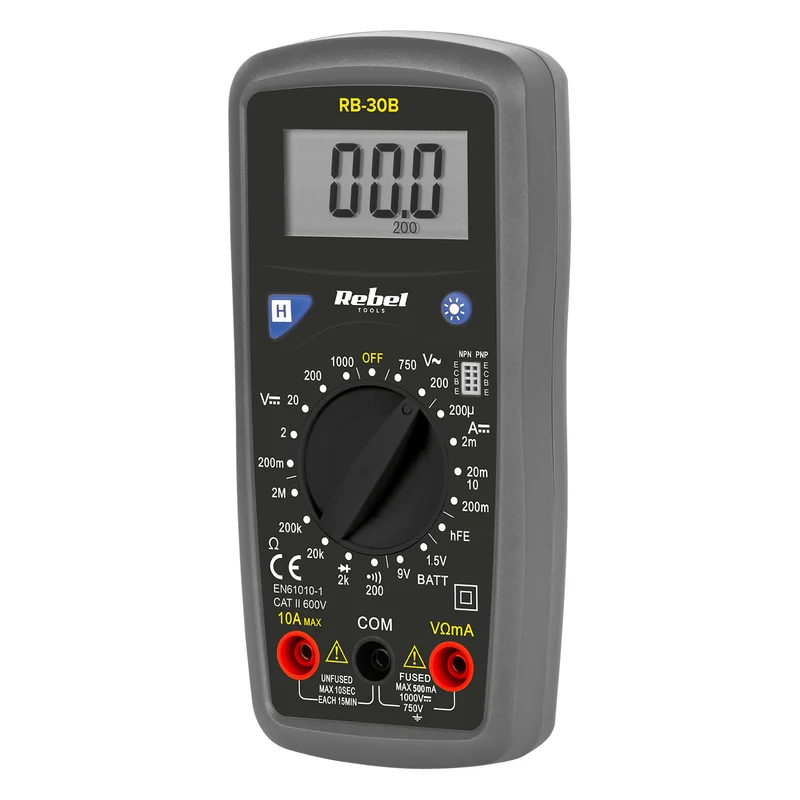 Rebel Tools RB-30B digital universalmätare mätkablar