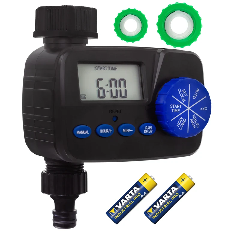 GreenBlue elektronisk bevattningskontroll, programmerare, strömförsörjning 2x1,5V AA, GB390 + 2x Varta Industrial alkaliskt AA-batteri