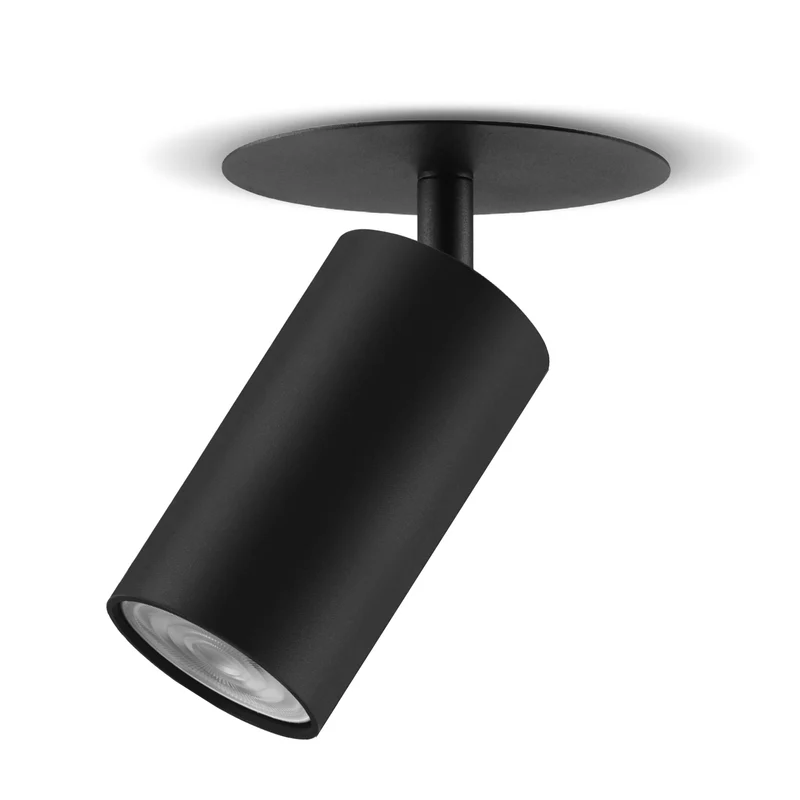 Maclean infälld montering/rörarmatur, spot, rund, aluminium, GU10, 55x130mm, svart, MCE364 B+LED-lampa GU10 7W Maclean Energy MCE437 WW varmvit 3000K, 220-240V~, 50/60Hz, 490lm