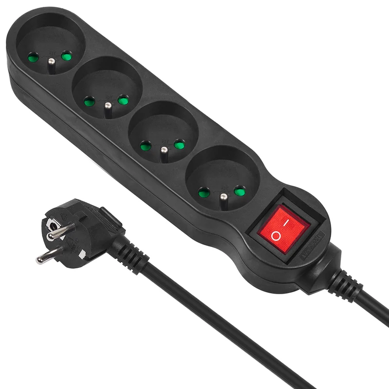 Maclean Energy power strip MCE181 Förlängningskabel med 4 uttag med strömbrytare