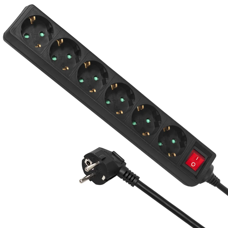 Maclean Energy MCE195G - Uttagslåda 6-vägs 5m Svart
